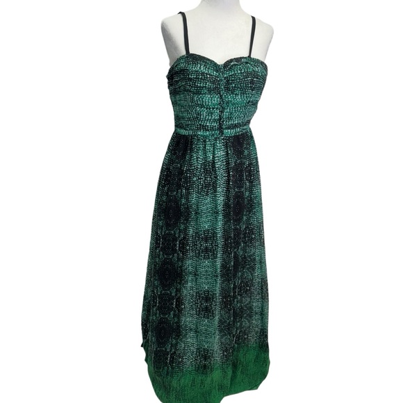 NWT Moulinette Soeurs Vernalis Maxi Dress Strapless Green Black Size 0 - Picture 2 of 11